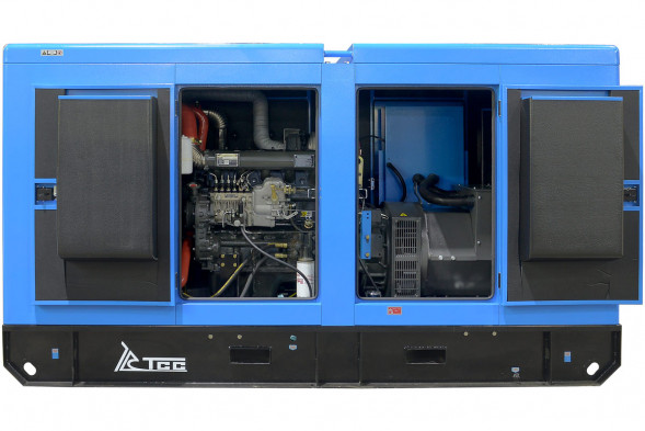 Дизельный генератор ТСС ЭД-150-Т400 в шумозащитном кожухе на прицепе